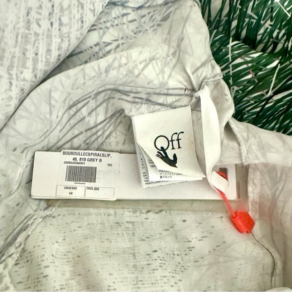 OFF-WHITE Bouroullec Asymmetric-Hem Abstract Print Satin Slip Mini Dress New - Picture 8 of 15